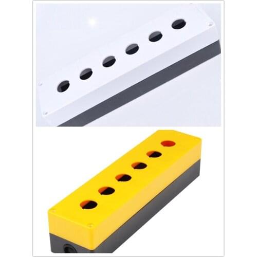 1PCS 22mm Hole Six Push Button Switch Holder Control Box Case White/Yellow Black
