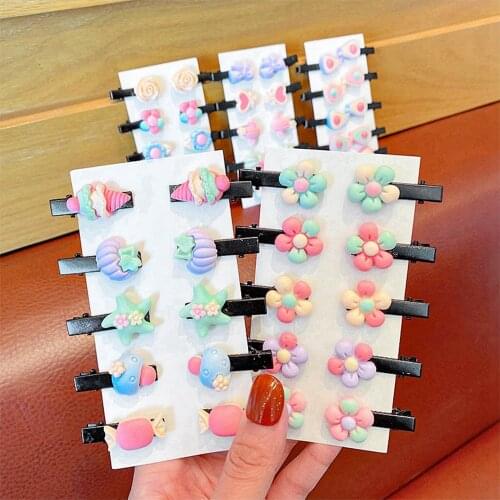 10PCS/Set New Girls Cute Colorful Cartoon Flower Hairpins Children Lovely Side BB Hair Clips Barrettes Fashion Hair Accessories