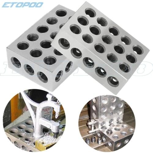 2pcs Hardened Steel 1-2-3" Blocks 0.0001" Precision Matched Machinist 123 Milling Tool 23 Holes 25-50-75mm block gauge