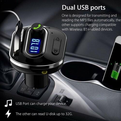 Handsfree Car Kit Bluetooth FM Transmitter Aux Modulator Player Charger Audio with MP3 Quick Car Charge USB TF/U Disk Player