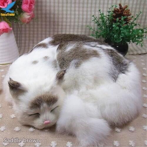 Fancytrader Top Quality Lifelike Emulational Cat Plush Toy Realistic Animals Cats Doll Gift for Decoration 29X31X10cm