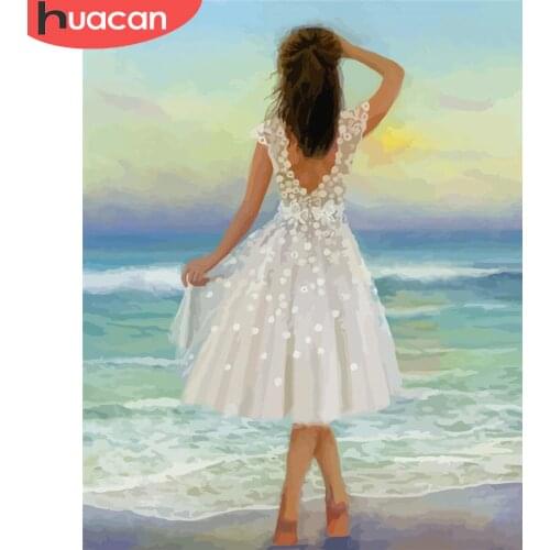 HUACAN DIY Painting By Number Girl Hand Painted Paintings Figure Gift Drawing On Canvas Pictures By Numbers Portrait Home Decor