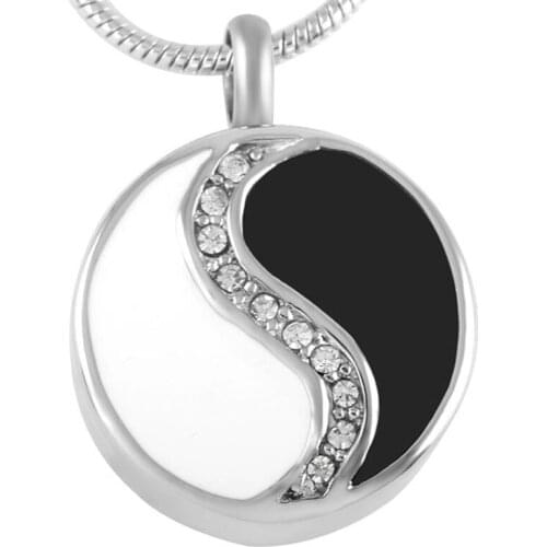 IJD8277 Wholesale Cremation Jewelry Ashes Yin Yang w/CZ Stone Tai Chi Necklaces Stainless Pendant Men Women Mom