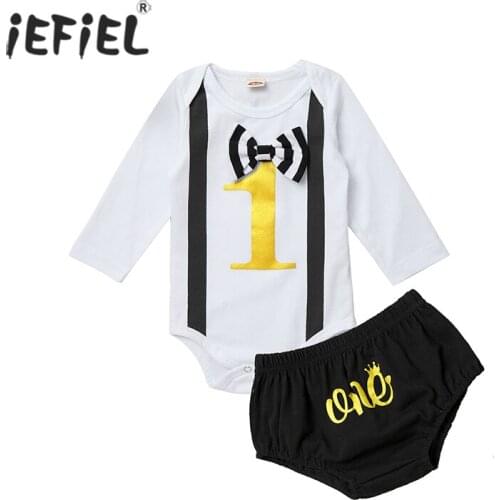 Newborn Baby Boys Gentleman Clothing Set Long Sleeve Letter Romper Tops Shorts Outfits 1st Birthday Clothes for Babies