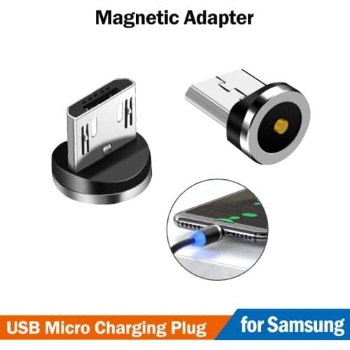 Round Magnetic Micro USB Charging Adapter for Samsung Galaxy S6 S7 Edge A6 A7 A10 A01 J2 J4 J6 J8 J3 J5 J7 2017 Micro Plug Cable