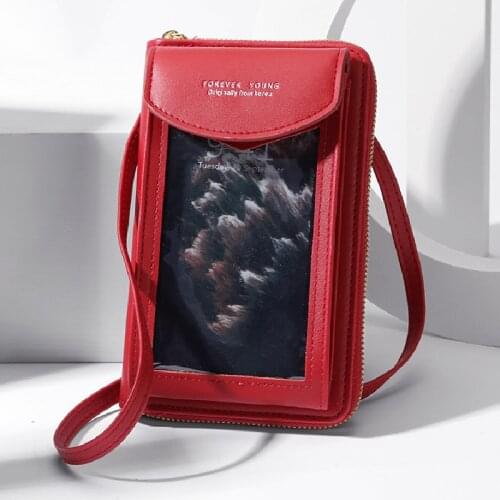 Multi-function Shoulder Bag Womens PU Leather Touchable Phone Pocket Card Purse Mini Crossbody Flap Bag Female Small Handbag