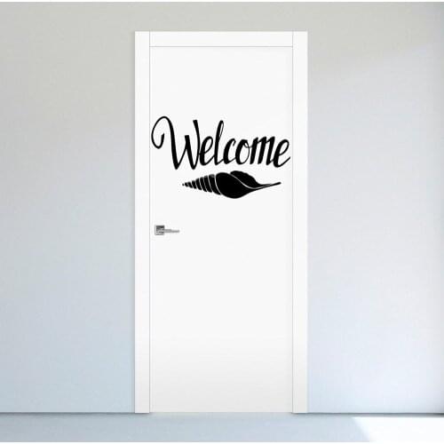 Cafe Shop Welcome Sign Wall Window Decals Welcome Sea Shell Art Home Decor Wall Stickers Pattern Vinyl Door Sticker Mural B053