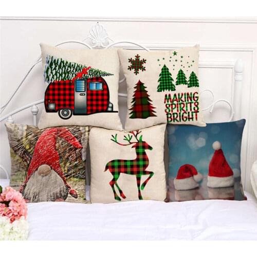 Throw Pillow Cases Merry Christmas Cute Midget Cushion Cover 45x45cm Home Living Room Decoration Linen/Cotton Pillowcover Decor