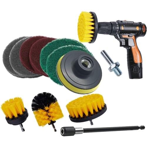 2 3.5 4 5 inch solid hollow Drill Power Scrub Clean Brush For Leather Plastic Wooden Furniture Cleaning Power Scrub, Yellow