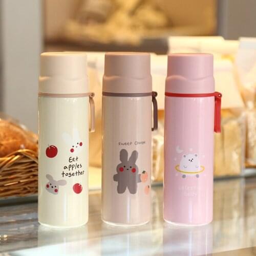 NEW Cute Anime Water Bottle Student Stainless Steel Anti-fall Water Cup Coffee Mug Portable Couple Travel Thermos Mug Gift Cup