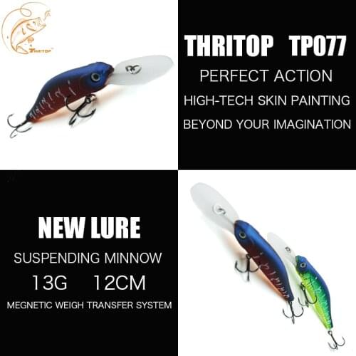 New Fishing Minnow Hard Bait 13G 120MM TP077 Thritop High Quality Carp Artificial Suspending Lure Fish Tackle Accessories