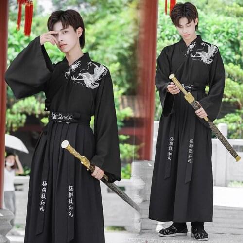 New Year Traditional Chinese Clothing Hanfu Dresses For Adult Men Tang Suit Stage Performance Clothing Ancient Costumes KK3446