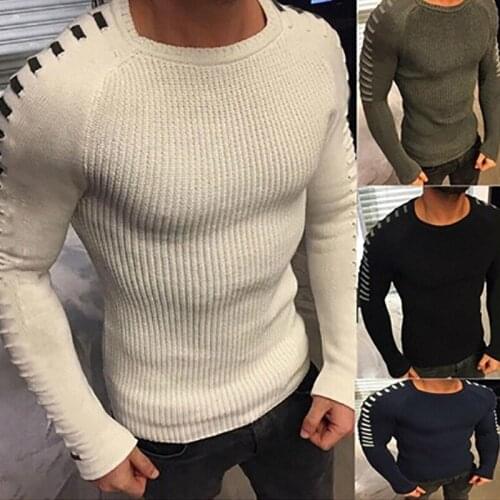 2021 autumn and winter hot sweaters European and American large mens sweaters solid color tops knitted pullovers