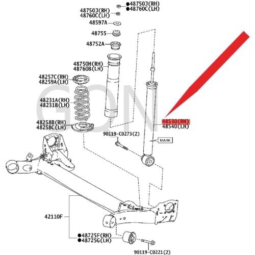 Right rear shock absorber assembly 2013-Toy ota VI OS rear shock absorber L/R rear shock absorber L/R shock absorber core