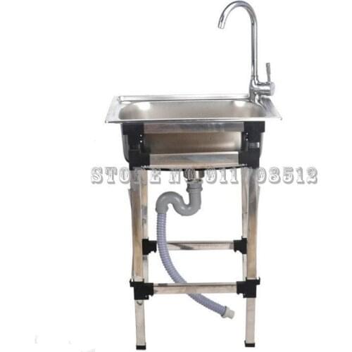 Simple Stainless Steel Sink Single Sink Sink With Floor Stand Thickened Single Sink Sink
