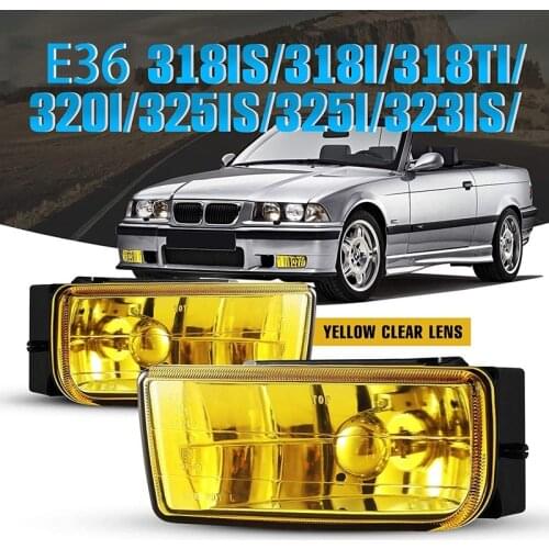 E36 Fog Lights for -BMW M3 (E36) 3 Series 1992-1999 Fog Lamps Replacement Assembly 1 Pair (Yellow Lens)