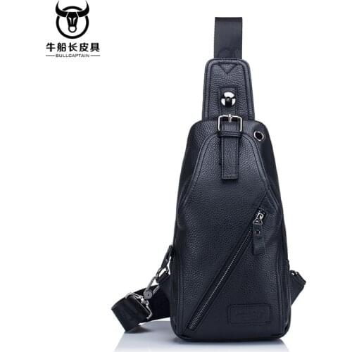 BULLCAPTAIN 2021 Genuine Leather Men Messenger Bag Casual Crossbody Bag Fashion Mens Handbag men chest bag Male Shoulder Bag