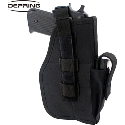 Tactical Hunting Right Hand Pistol OWB Outside The Waist Band Holster Gun Belt Pouch with Magazine Slot for Glock M9 M1911