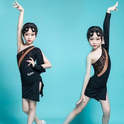 Off-Shoulder Latin Dance Leotard Lace Stitching Tops Shiny Tango Rumba Dancing Performance Competition Costumes Outfit YS1276