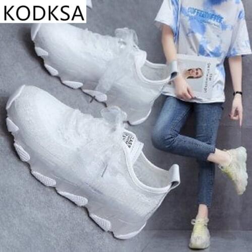 Thick-soled Breathable Mesh Shoes 2021 Summer New Lace Casual Jelly Shoes Womens Mesh Hollow Small White Shoes