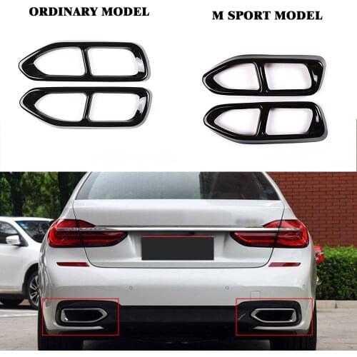Yubao 2Pcs Glossy Black Steel Car Exhaust Muffler Pipe Tip Cover Trim For BMW 7 Series G11 G12 730 740 750li 2016 2017 2018