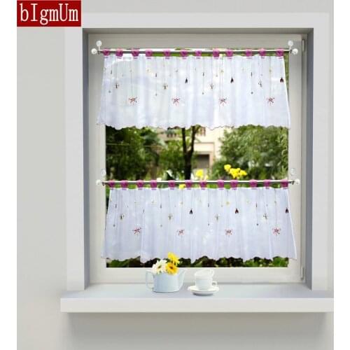 Pastoral Style Butterfly Dust-proof Half Curtain Japanese Short Kitchen Curtain Cabinet Window Curtain Bedroom Bookcase Curtains