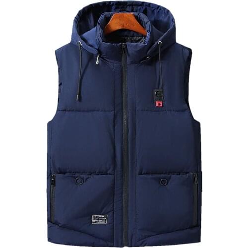 Vest Men Plus Size 6XL 7XL 9XL Casual Winter Sleeveless Jacket Male Hooded Thick Warm Parka Jacket Waistcoat Men cotton vest