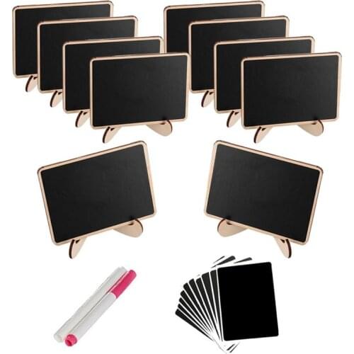 10pcs/set Mini Small Wooden Chalk Blackboard Wedding Kitchen Restaurant Signs Chalkboard Writing Notice Message Paint Wood Board