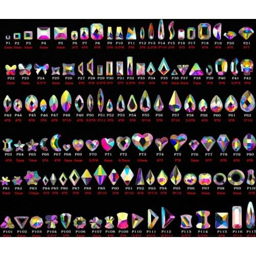 20Pcs AB Glass Flatback Crystal Rhinestones Glitter 3D Nail Art Decorations Colorful Stone Garment Accessories Supplies Hot Sale