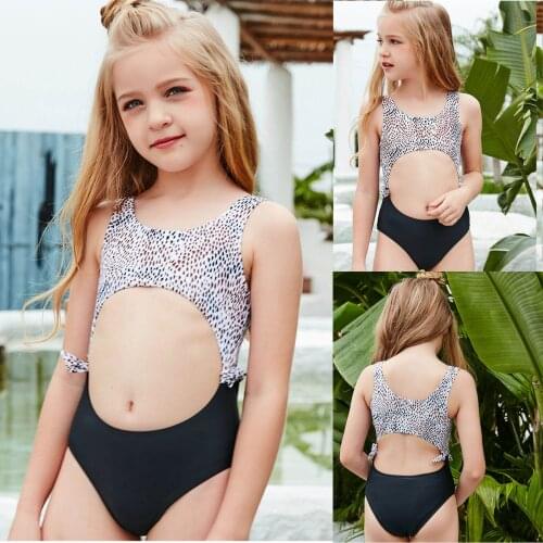 2021 Girls Cute Leopard Print Pattern Bikini Set One Piece Swimsuit Bathing Suit Kids Swimwear For Girls Купальник Для Девочек