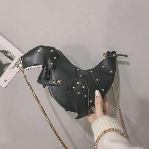 2021 Women Dinosaur Shape Shoulder Bag Rivet Chain Purse Handbag Shoulder Bag Fashion Women Leather Mini Messenger Bag Bolsas
