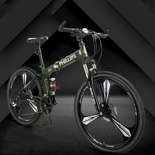 26 Inch Folding Mountain Bike 24/27 Speed Aluminum Alloy Rim One Wheel 3 Knife Student Bicycle