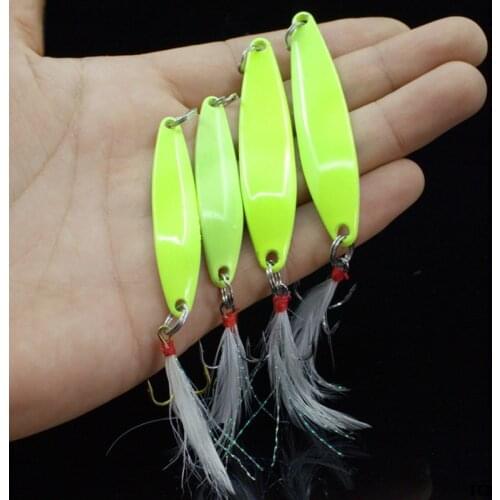 3Pcs Luminous Spinner Spoon Metal Lures 5g 7g 10g 13g Feather Treble Hook Artificial Bait For Bass Trout Pesca Fishing Tackle