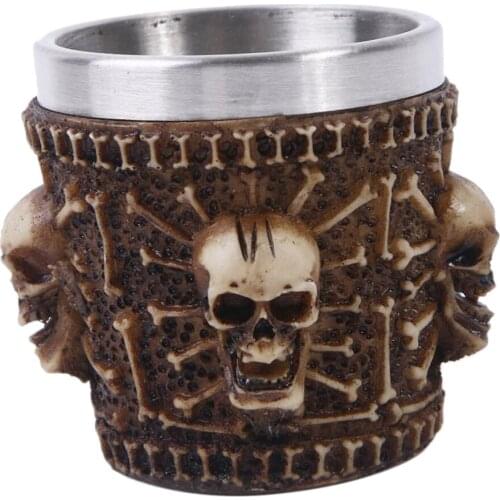3D Skull Mug Stainless Steel Liner Tankard Novelty For Halloween Decoration Gift,6 cm