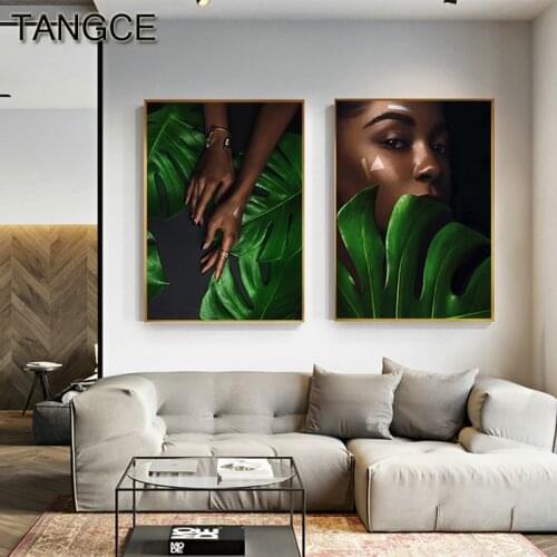 Abstract Black Women Lip Hand Eye Gaze Canvas Wall Painting Fashion Print and Poster For Living Room Bedroom Nail Art Decoration