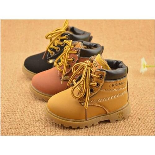 Boys/girls boots shoes children thick velvet warm snow boots kids baby Martin shoes boots ankle plush tendon at the end boots