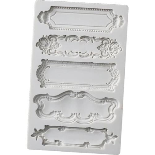 Cake Baking Frame Cake Border Silicone Molds 3D Cupcake Fondant Decorating Tools Candy Clay Chocolate Gumpaste Mould K736