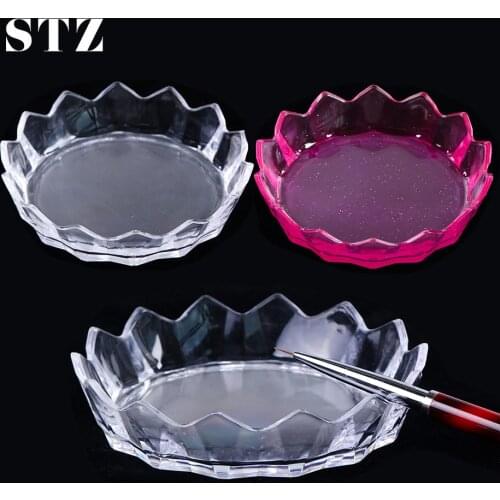 Nail Brush Holder Stand Organizer Case Cleaner Container Storage Box Tray Plate Rhinestone Glitter Display Nail Art Tools #1530