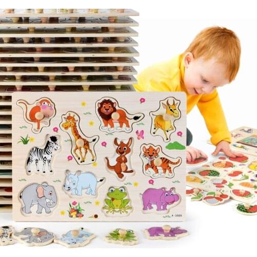 Montessori Puzzle Baby Toys Educational 3D Wooden Puzzles For Kids Hands Grab Board Puzzle Games Montessori Toys For Children