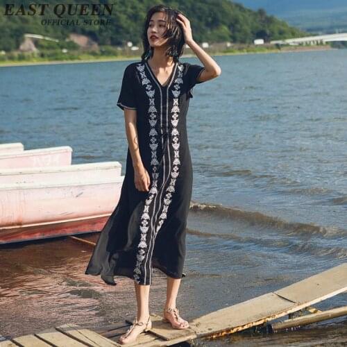 Hippie bohemian style long hippie dresses mexican embroidered dress boho chic dresses DD025 C