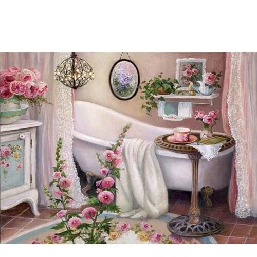 2019 New DIY Diamond Painting Bathtub pattern 5D Full Square Round Diamond Embroidery Diamond Mosaic Bathroom decoration L780