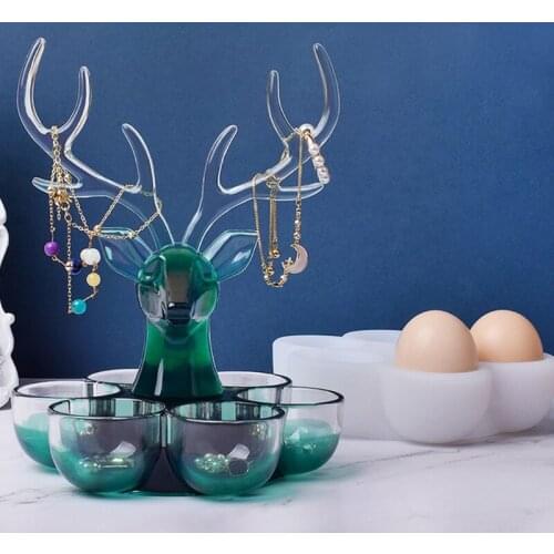Egg Storage Box Epoxy Resin Mold Elk Jewelry Holder Silicone Mould DIY Crafts Necklace Earrings Organizer Case Rack Casting Tool