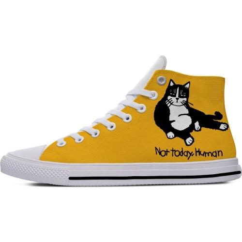 Not Today Cat Cartoon Anime Popular Funny Vogue Casual Cloth Shoes High Top Lightweight Breathable 3D Print Men women Sneakers