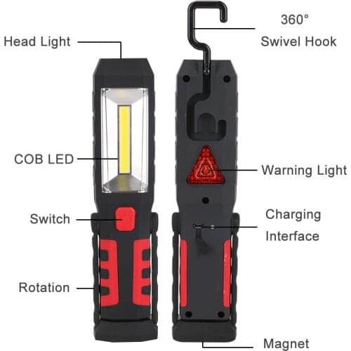 HOT COB LED Magnetic Work Light Car Garage Mechanic Home Rechargeable Torch Lamp NDS66