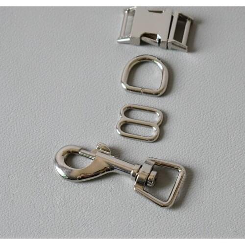 100 suit 15mm Metal 8 button belt straps slider breakaway side release buckle spring hook for dog collar leash accessories