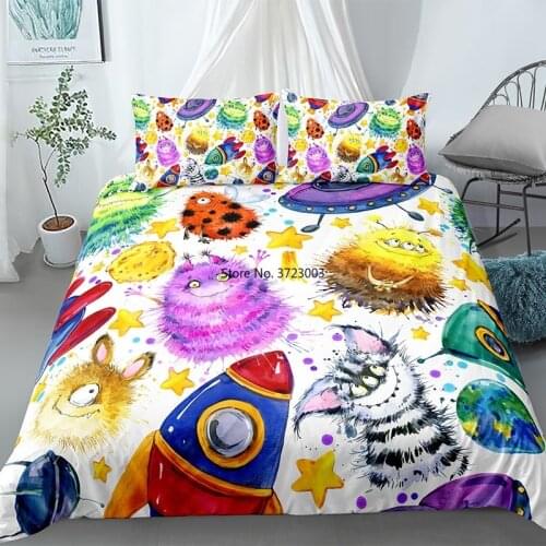 Fashion Butterfly Bee Digital Print 2/3-piece Childrens Bedroom Decorative Insect Pattern Down Quilt Cover Pillowcase Bedding