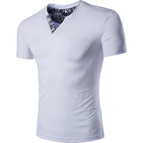 2019 Brand Clothing Black White V neck Mens T Shirt Men Fashion Tshirts Fitness Casual For Male T-shirt Europe Size M-5XL