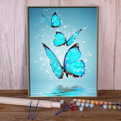 Butterfly Flower DIY Painting By Numbers Complete Kit Oil Paints 40*50 Paiting By Numbers Decoration For Kids For Art