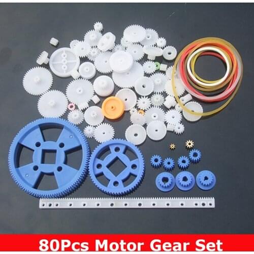 80pcs Plastic DIY Gear Set Single Double Layer Crown Shaft Axle Sleeve Tooth Strip Bevel Gear For DIY Model Toy Car Boat Robot