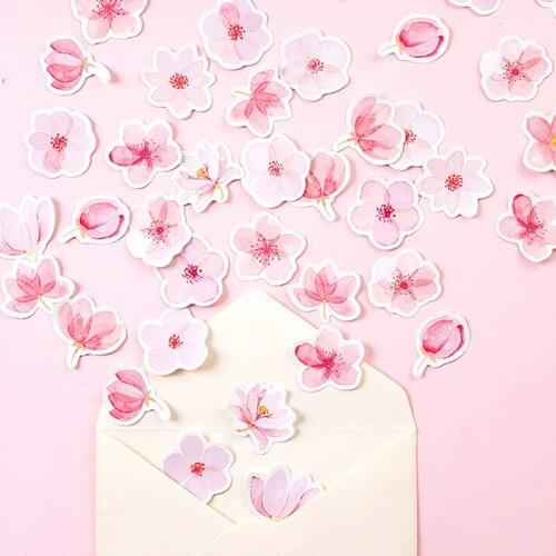 45pcs/pack Cherry Sakura Words Bullet Journal Decorative Stickers Adhesive Stickers DIY Decoration Diary Stationery Stickers